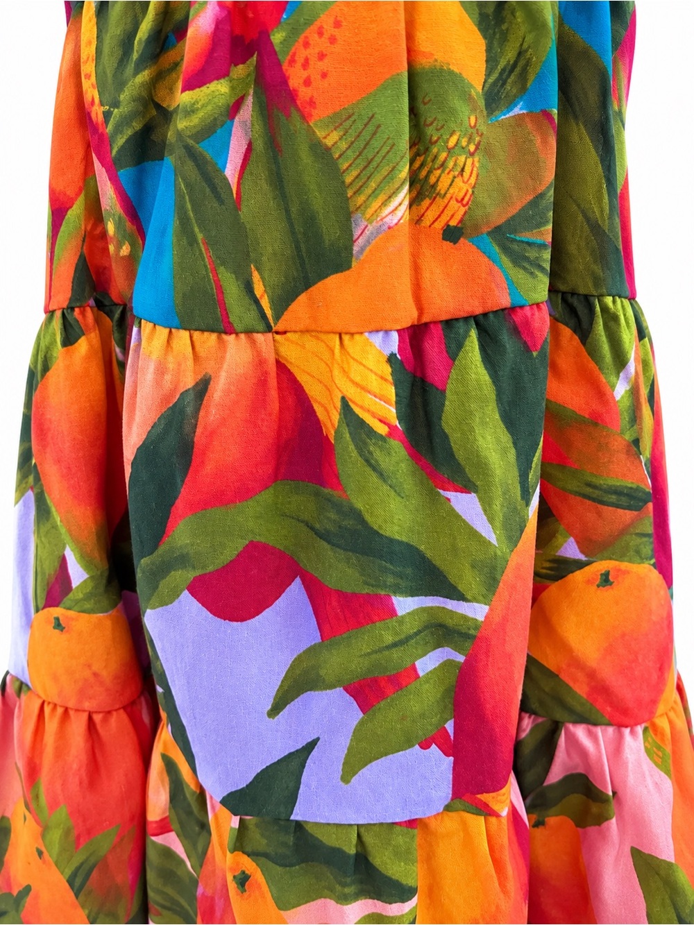 Farm Rio “Vida Livre' Blue Tropical Parrot Tiered Top NWOT - Picture 2 of 4